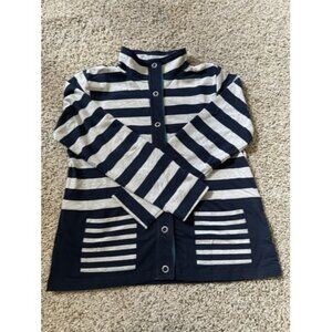 Onque Casuals Womens Stripes Long Sleeve Button up Pockets Size Medium Casual